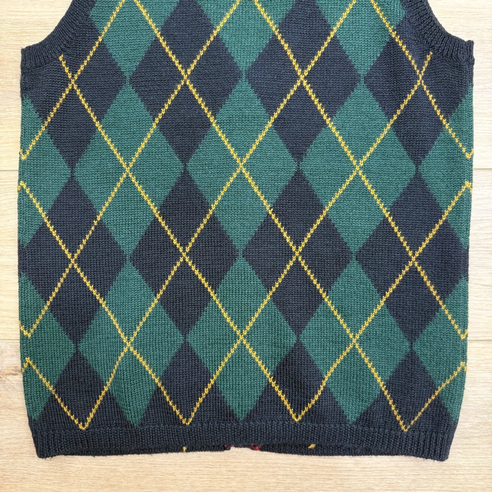 Vintage Argyle Sweater‎ Vest Academia Grandpa Button Front Sleeveless Knit Top - Picture 6 of 9